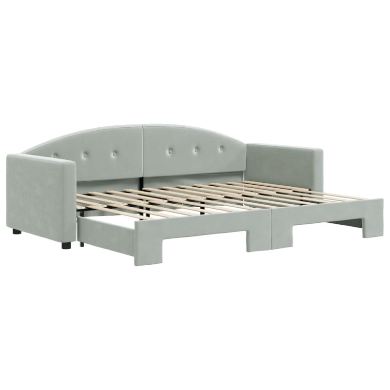 Sofa rozsuwana, jasnoszara, 80x200 cm, aksamit