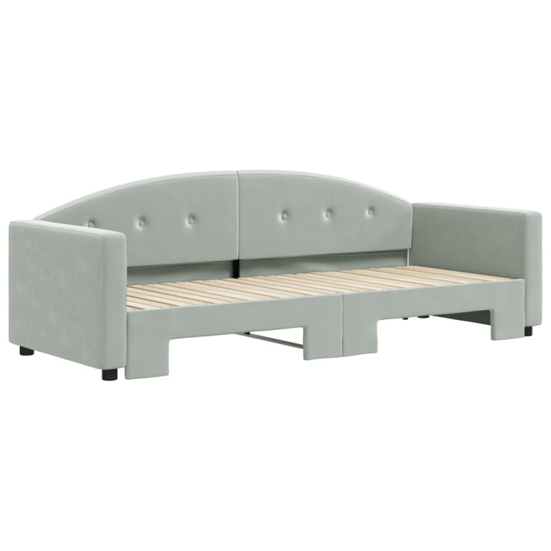 Sofa rozsuwana, jasnoszara, 80x200 cm, aksamit