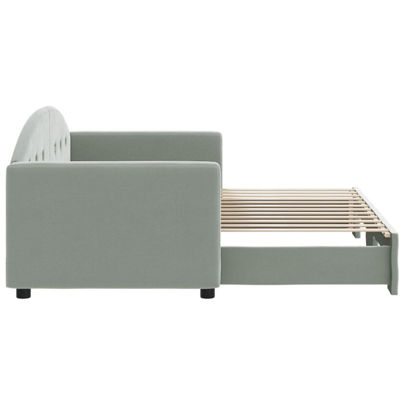 Sofa rozsuwana, jasnoszara, 80x200 cm, aksamit