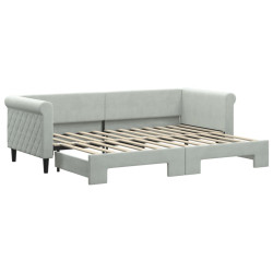 Sofa rozsuwana, jasnoszara, 80x200 cm, aksamit