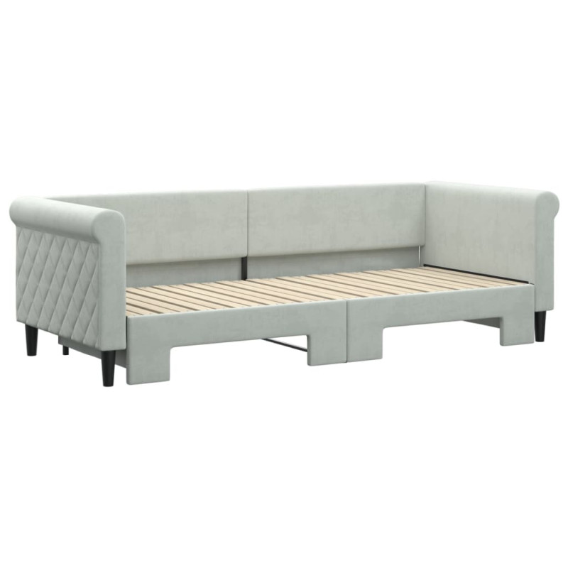 Sofa rozsuwana, jasnoszara, 80x200 cm, aksamit