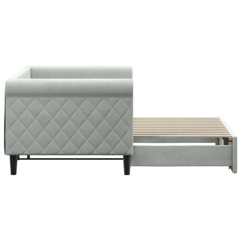 Sofa rozsuwana, jasnoszara, 80x200 cm, aksamit