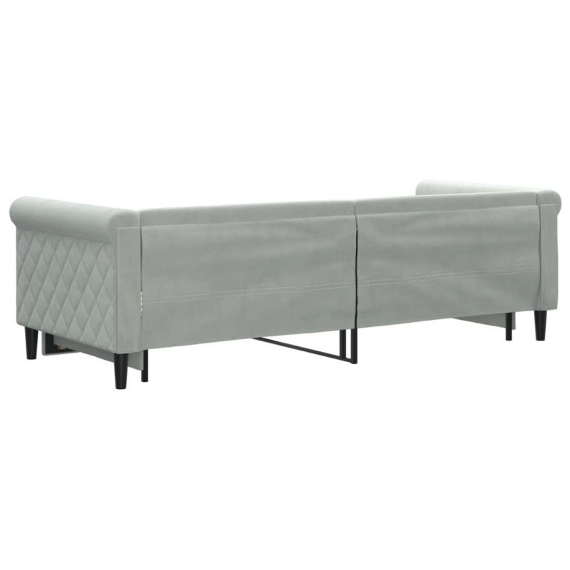 Sofa rozsuwana, jasnoszara, 80x200 cm, aksamit
