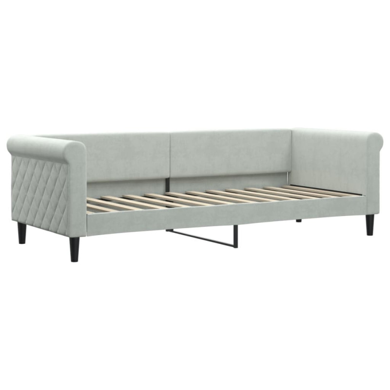 Sofa rozsuwana, jasnoszara, 80x200 cm, aksamit