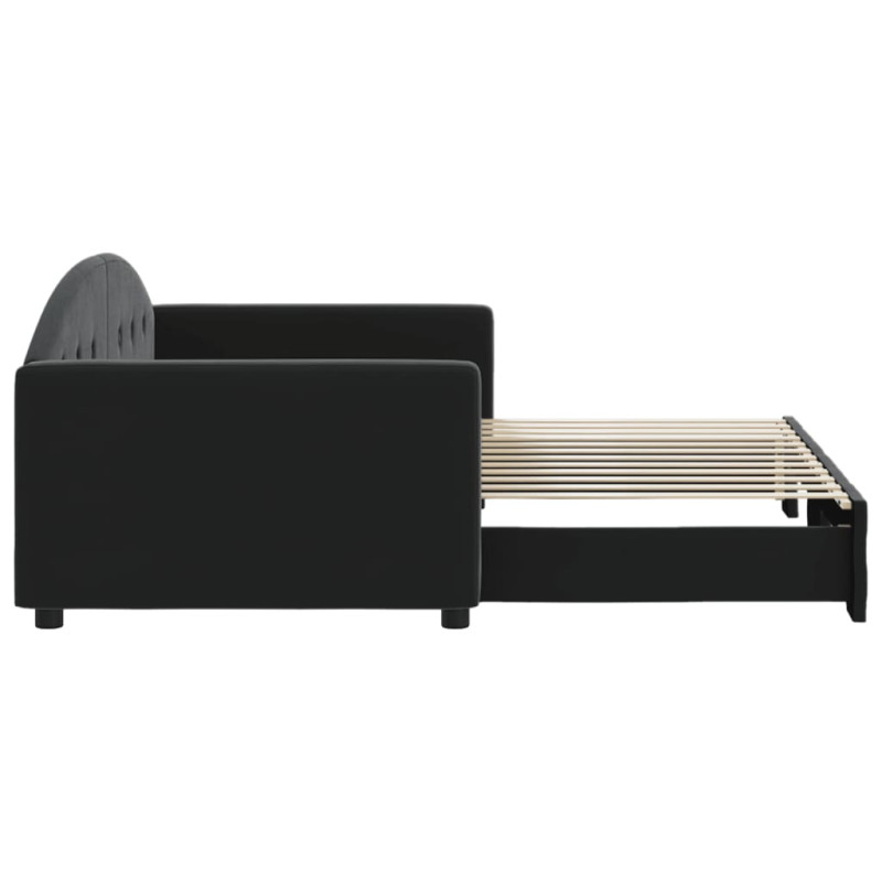 Sofa rozsuwana, czarna, 90x200 cm, aksamit
