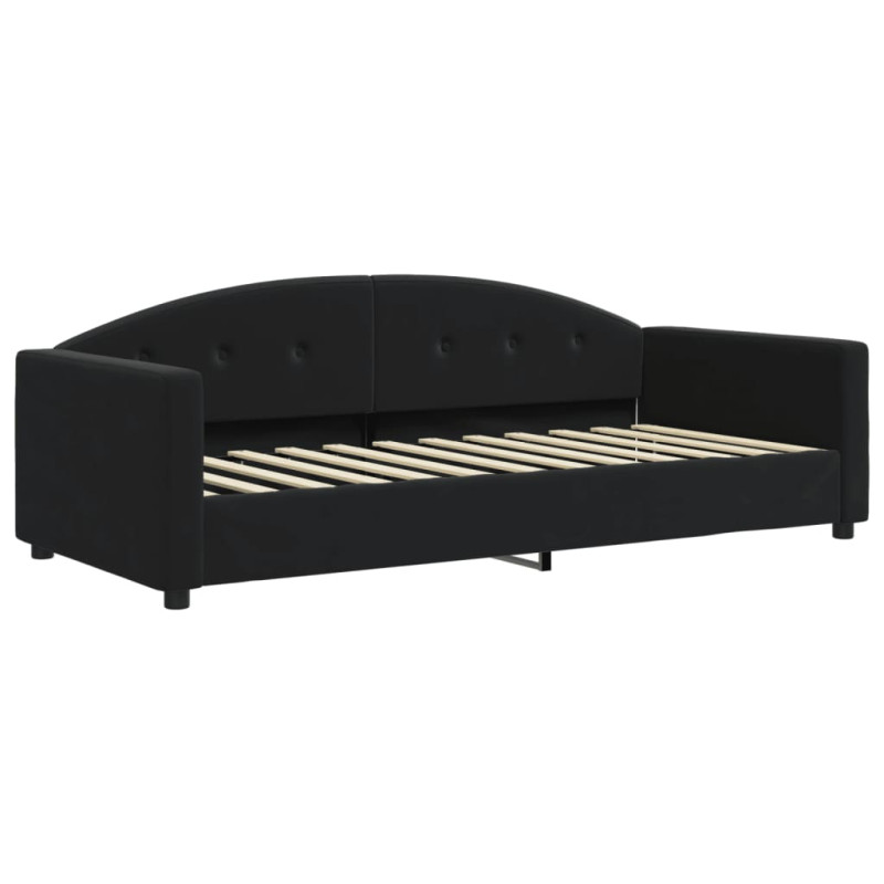 Sofa rozsuwana, czarna, 90x200 cm, aksamit