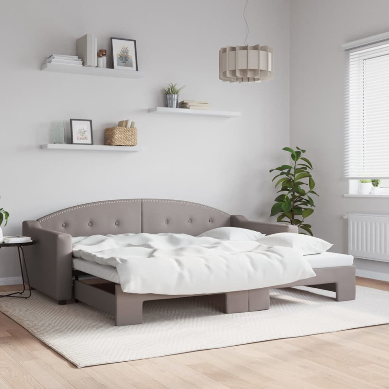 Sofa rozsuwana, kolor taupe, 90x200 cm, tkanina