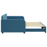 Sofa rozsuwana, niebieska, 90x200 cm, aksamit