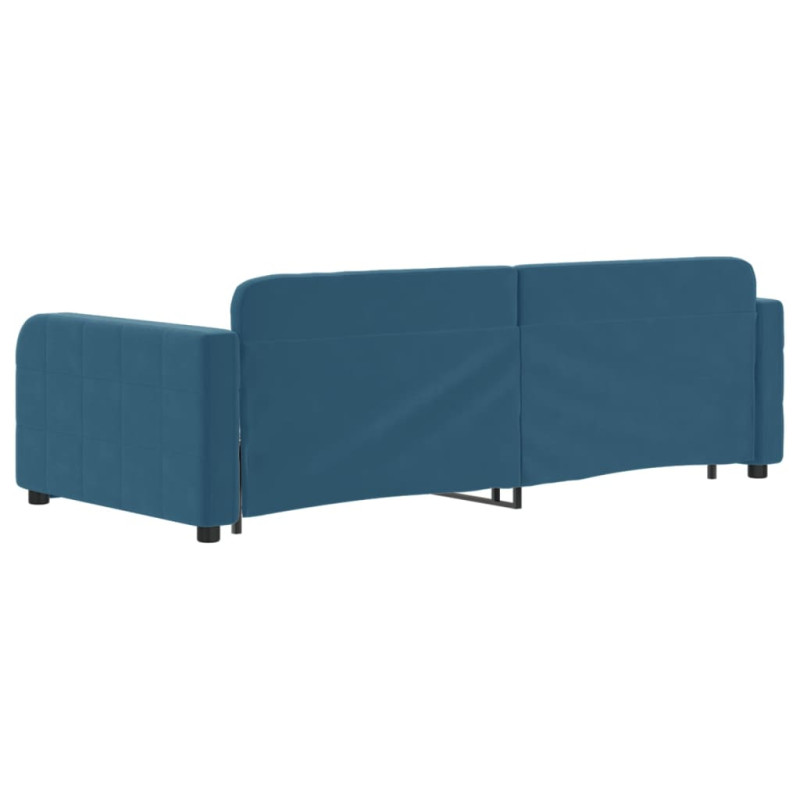 Sofa rozsuwana, niebieska, 90x200 cm, aksamit