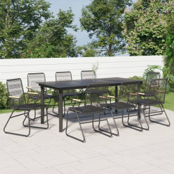 9-częściowy zestaw mebli ogrodowych, czarny, rattan PVC