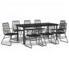 9-częściowy zestaw mebli ogrodowych, czarny, rattan PVC