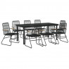 9-częściowy zestaw mebli ogrodowych, czarny, rattan PVC