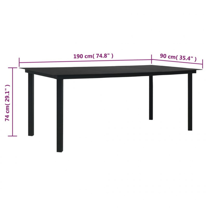 9-częściowy zestaw mebli ogrodowych, czarny, rattan PVC