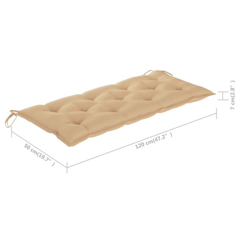 2-os. ławka ogrodowa z poduszką, 120 cm, lity eukaliptus
