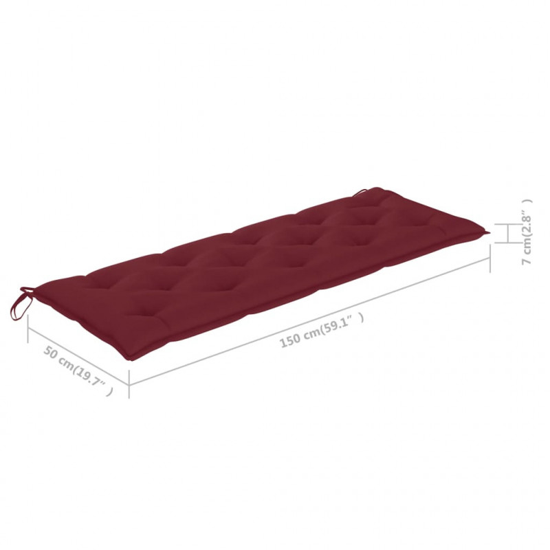 3-os. ławka ogrodowa z poduszką, 150 cm, lity eukaliptus