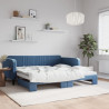 Sofa rozsuwana, niebieska, 100x200 cm, aksamit