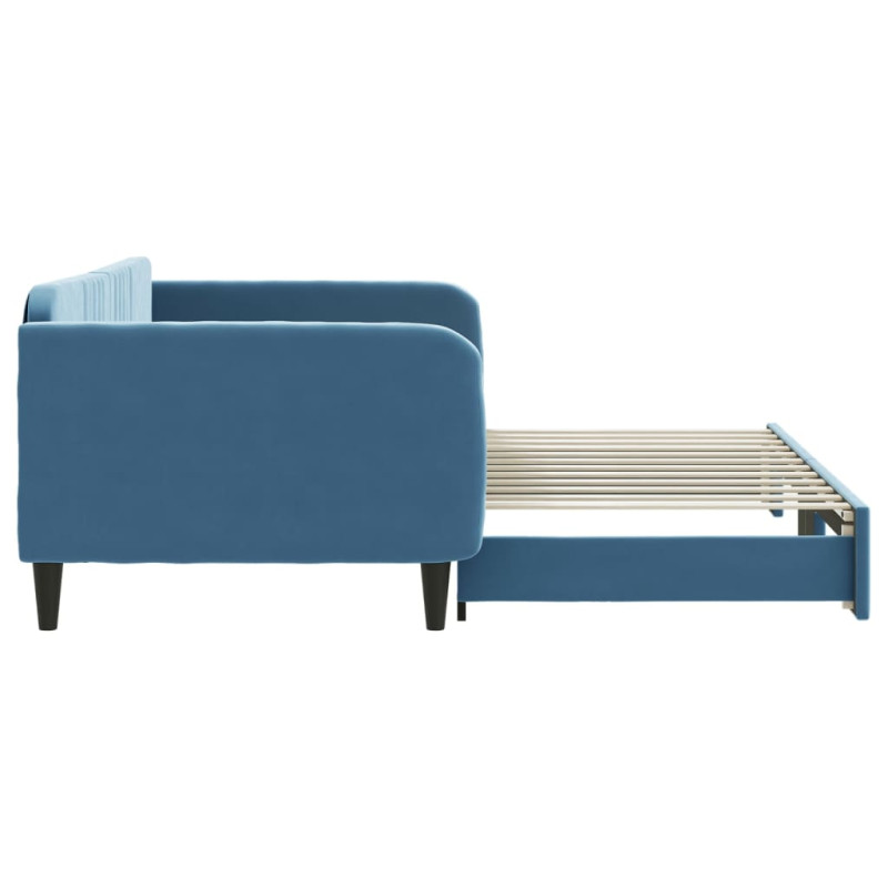 Sofa rozsuwana, niebieska, 100x200 cm, aksamit