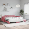 Sofa rozsuwana, różowa, 100x200 cm, aksamit