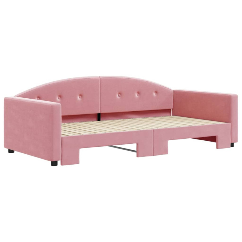 Sofa rozsuwana, różowa, 100x200 cm, aksamit