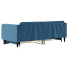 Sofa rozsuwana z szufladami, niebieska, 90x200 cm, aksamit