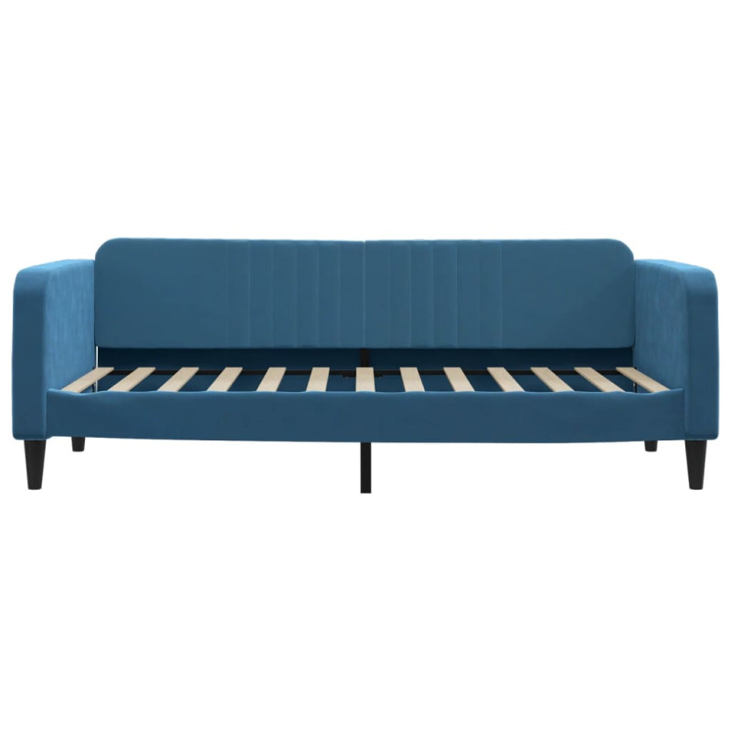 Sofa rozsuwana z szufladami, niebieska, 90x200 cm, aksamit