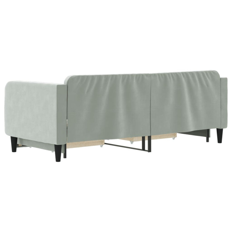 Sofa rozsuwana z szufladami, jasnoszara, 80x200 cm, aksamit