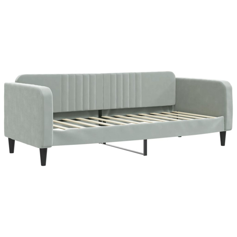 Sofa rozsuwana z szufladami, jasnoszara, 80x200 cm, aksamit