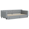 Sofa rozsuwana z szufladami, jasnoszara, 90x200 cm, tkanina
