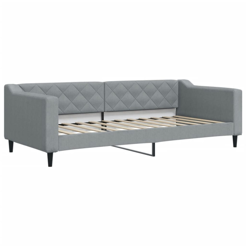 Sofa rozsuwana z szufladami, jasnoszara, 90x200 cm, tkanina