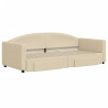 Sofa rozsuwana z szufladami, kremowa, 90x200 cm, tkanina