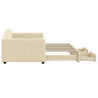 Sofa rozsuwana z szufladami, kremowa, 90x200 cm, tkanina