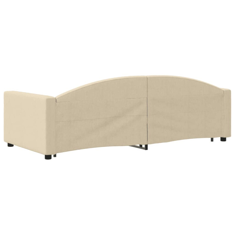 Sofa rozsuwana z szufladami, kremowa, 90x200 cm, tkanina