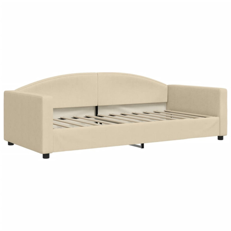 Sofa rozsuwana z szufladami, kremowa, 90x200 cm, tkanina