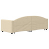Sofa rozsuwana z szufladami, kremowa, 80x200 cm, tkanina