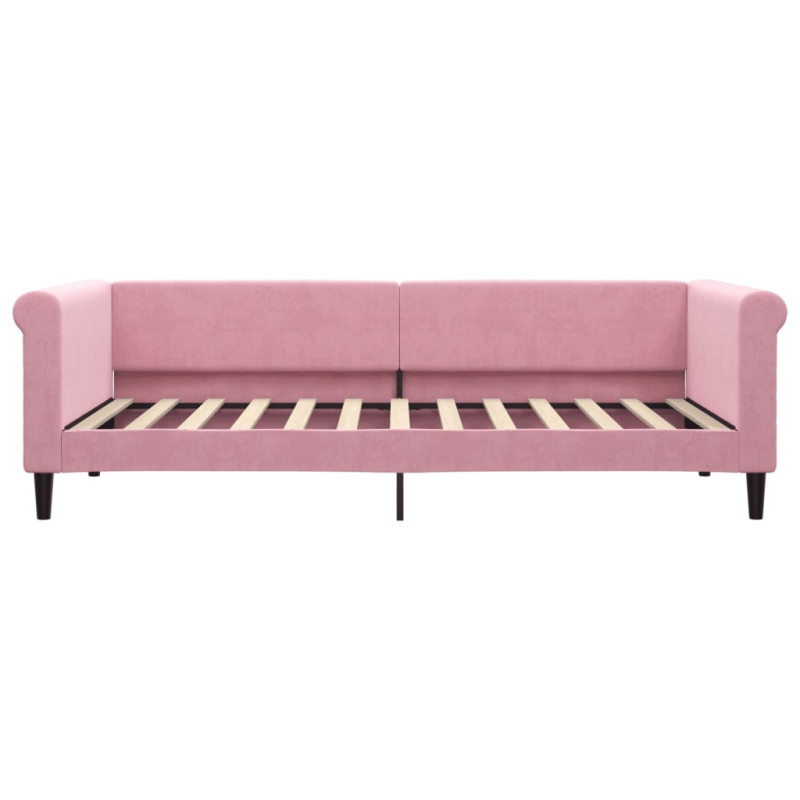 Sofa rozsuwana z szufladami, różowa, 90x200 cm, aksamit