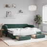 Sofa rozsuwana z szufladami, ciemnozielona, 80x200 cm, aksamit