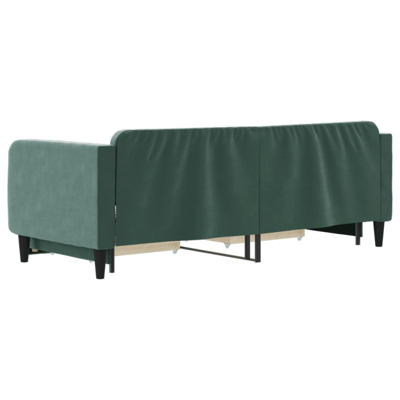 Sofa rozsuwana z szufladami, ciemnozielona, 80x200 cm, aksamit