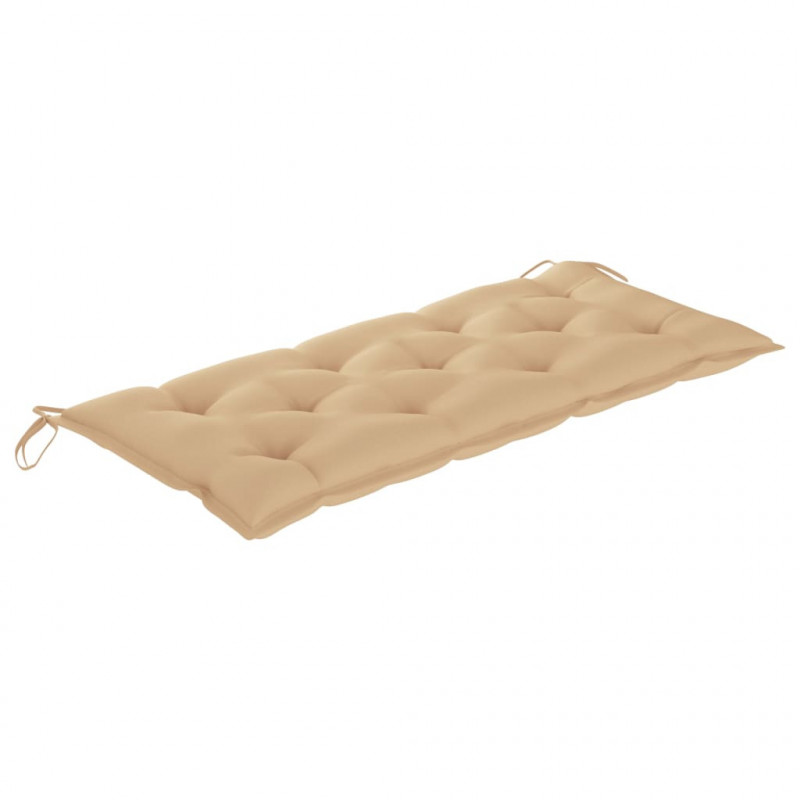 Ławka Batavia z beżową poduszką, 120 cm, lite drewno tekowe