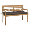Ławka Batavia z poduszką taupe, 120 cm, lite drewno tekowe