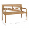 Ławka Batavia z poduszką taupe, 120 cm, lite drewno tekowe