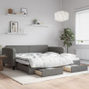 Sofa rozsuwana z szufladami, ciemnoszara, 100x200 cm, tkanina
