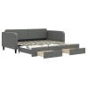 Sofa rozsuwana z szufladami, ciemnoszara, 100x200 cm, tkanina