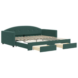 Sofa rozsuwana z szufladami, ciemnozielona, 100x200 cm, aksamit