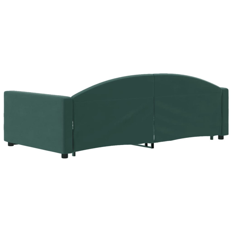 Sofa rozsuwana z szufladami, ciemnozielona, 100x200 cm, aksamit