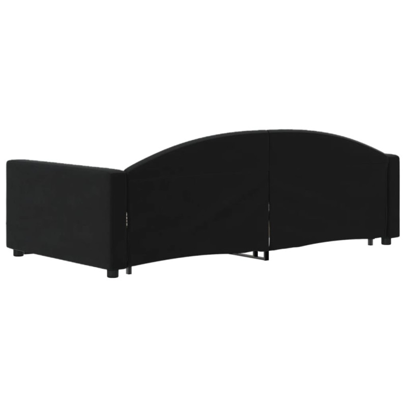 Sofa rozsuwana z szufladami, czarna, 90x200 cm, aksamit
