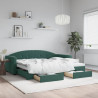 Sofa rozsuwana z szufladami, ciemnozielona, 90x200 cm, aksamit
