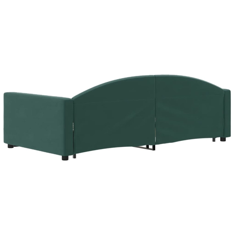 Sofa rozsuwana z szufladami, ciemnozielona, 90x200 cm, aksamit