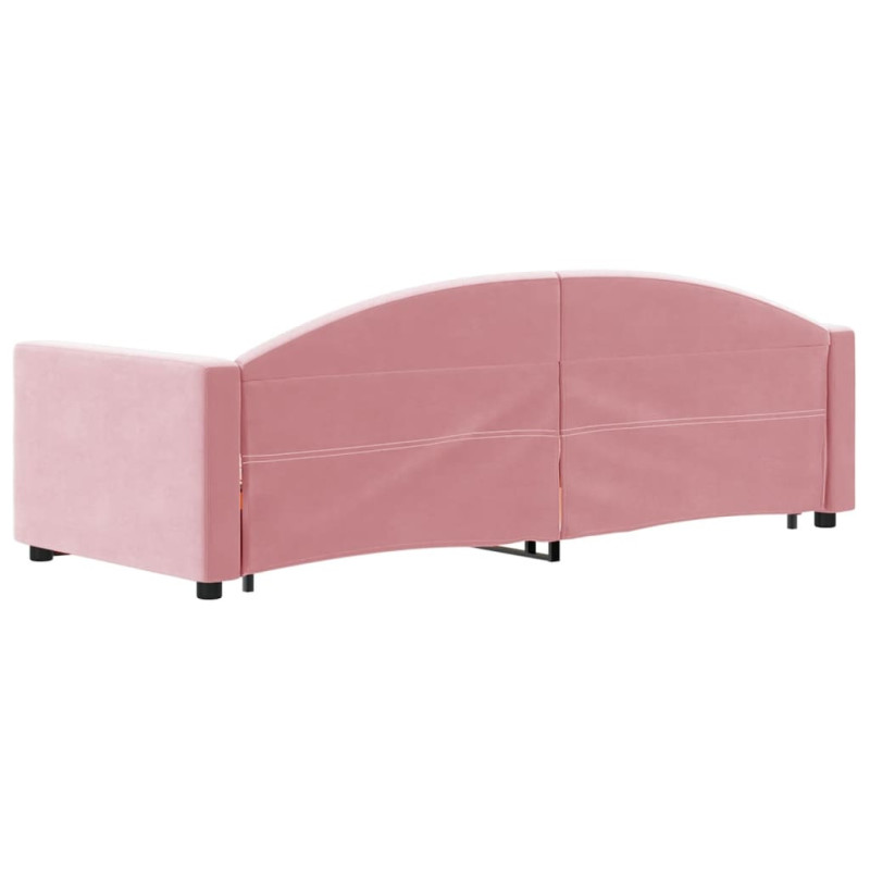 Sofa rozsuwana z szufladami, różowa, 80x200 cm, aksamit