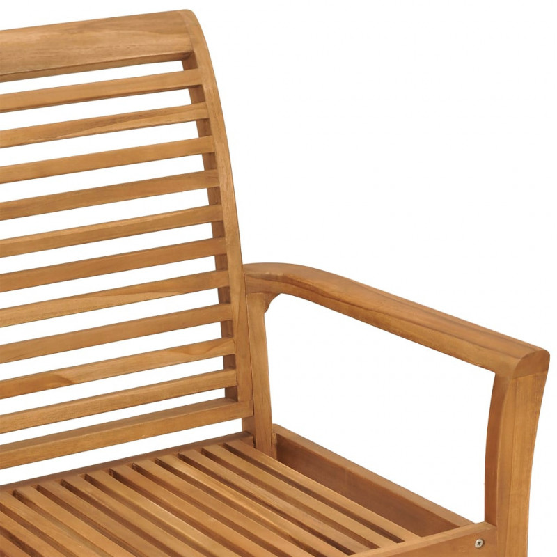Ławka ogrodowa z beżową poduszką, 112 cm, lite drewno tekowe