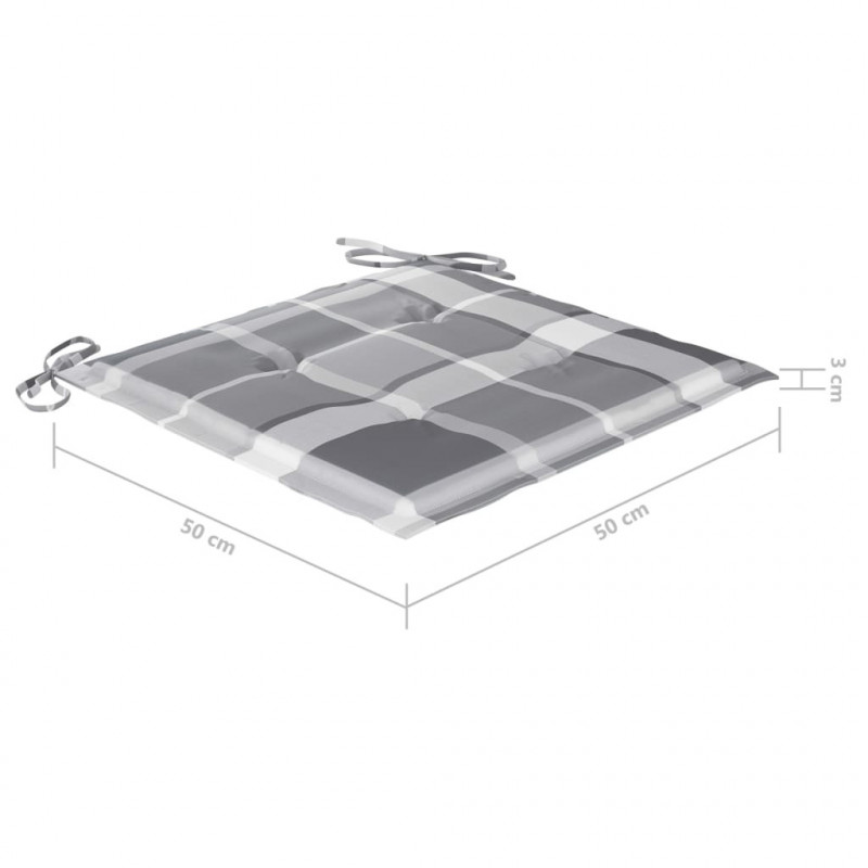 Fotel bujany z poduszką w szarą kratę, lite drewno tekowe
